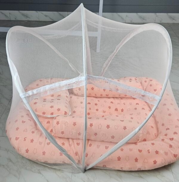 Complete Soft Baby Bed With Mosquito Net (Prited pink) - Image 2
