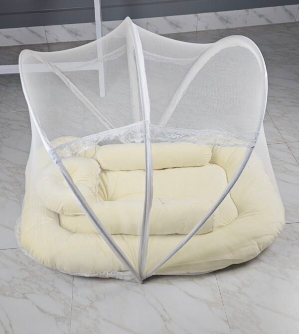 Complete Soft Baby Bed With Mosquito Net (Yellow) - Image 3