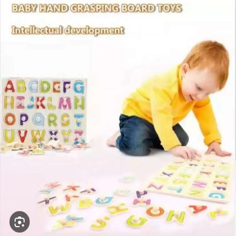 Kids Learning wooden alphabet and digit puzzle toy