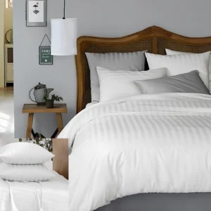 Strip Egyptian Cotton -Bed Sheet Set King Size + 2 Pillows+Side Pillow Cover