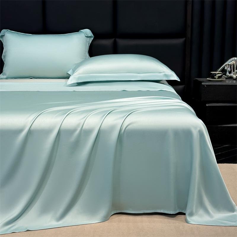 4 Pcs Satin Silk Bed Set- Ocean blue - Image 2