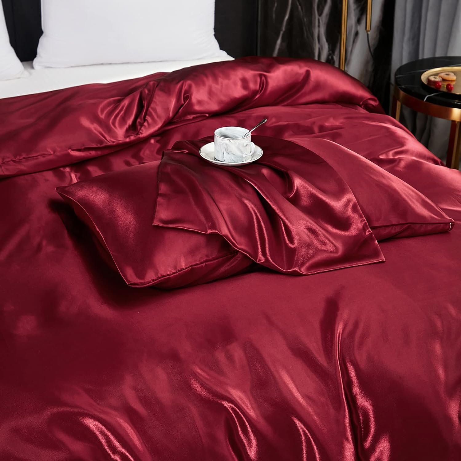 Satin Silk লেপ / Comforter / Duvet Cover - Red - Image 2