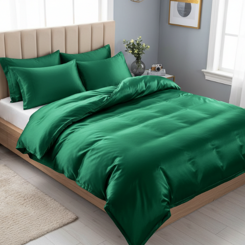 Satin Silk লেপ / Comforter / Duvet Cover - Bottle Green - Image 2