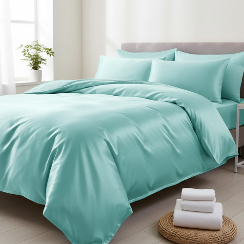 Satin Silk লেপ / Comforter / Duvet Cover - Ocean Blue - Image 3